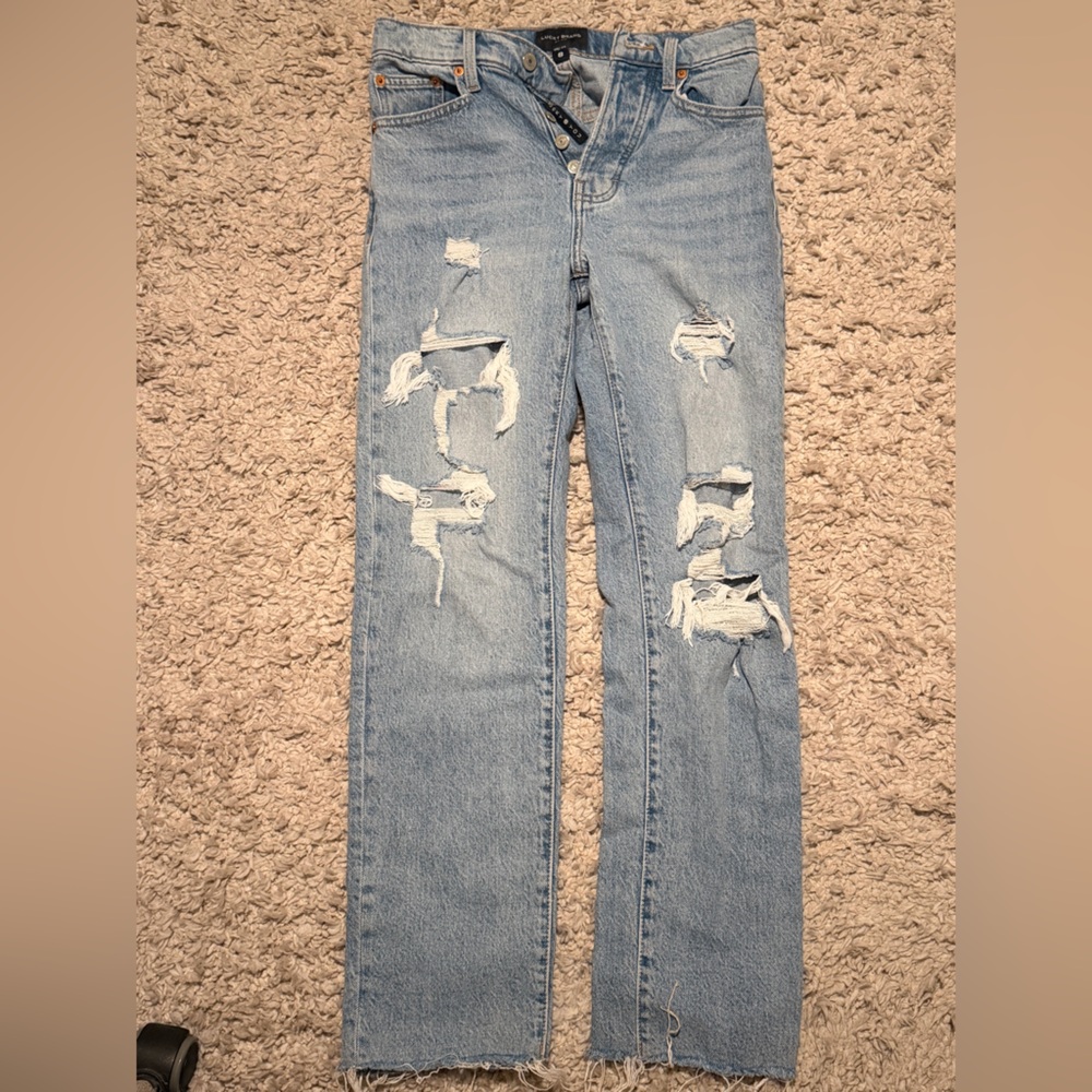 Lucky Brand Light Blue Distressed Boyfriend Jeans